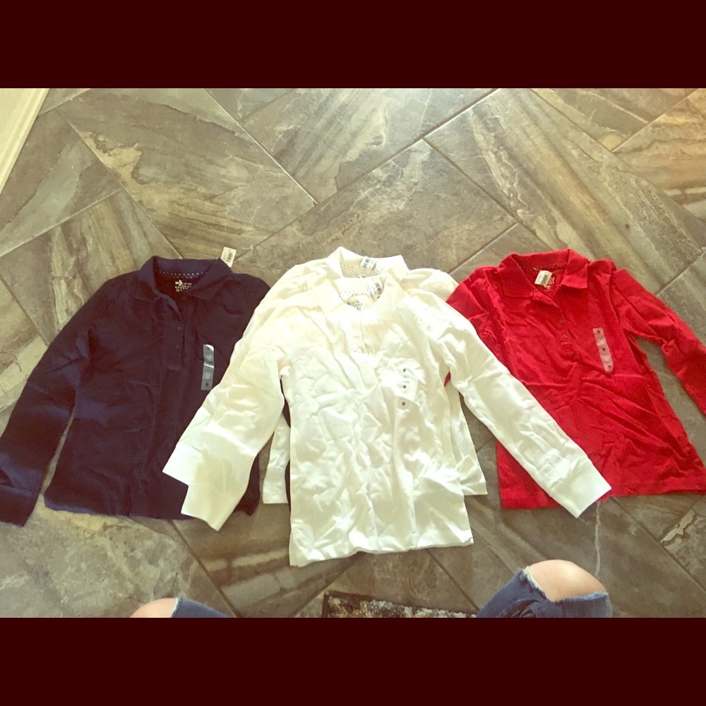 BNWT Old Navy Long sleeve polos, girls size M (8)